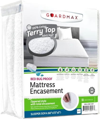 Vista 61 de Guardmax Funda de colchón individual con cremallera, protector de colchón 100% impermeable, suave y absorbente de algodón de rizo superior