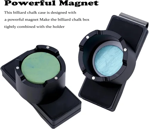 Vista 4 de CUEELF Magnetic Pool Chalk Holder, Portable Aluminum Alloy Billiard Chalk Box with Belt Clip & Built-in Hex Wrench, for Most Billiard Chalk