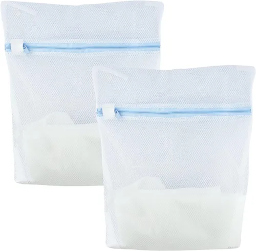 Vista 6 de HAND® Paquete de 2 bolsas de lavado de ropa con cremallera de red densa de 15.7 x 19.7 in, perfectas para prendas delicadas, separadas y ropa