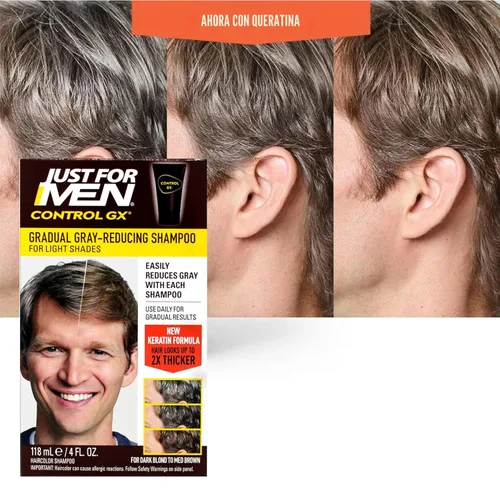 Vista 3 de Just for Men Control GX Grey Champú Reductor Rubio y Marrón Medio