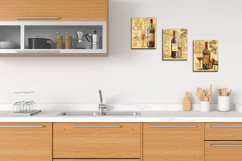 Vista 2 de 3 póster para decoración de la cocina, diseño de vinos de Toscana.