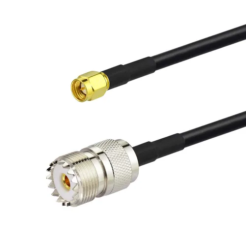 Vista 2 de Bingfu Adaptador de antena de radio Jamón SMA macho a UHF SO239 hembra RG58 Cable de puente coaxial 23.6 in 2 pies para radio bidireccional Radio