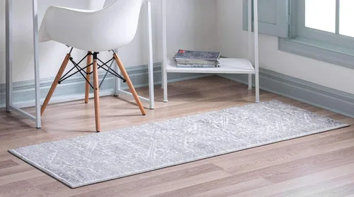 Vista 3 de Unique Loom Boston Collection - Alfombra de área con medallón (2 x 8 pies, color blanco y gris)