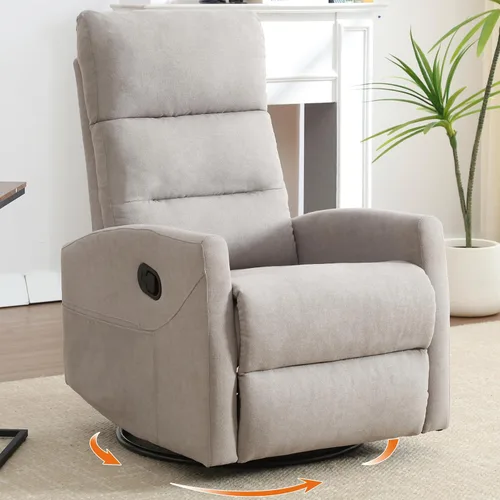 Vista 9 de Luxlen Manual Swivel Rocker Recliner Chair with Massage, Overstuffed Recliner Glider with Vibration Massage and Heat for Nursery, Living Room gris