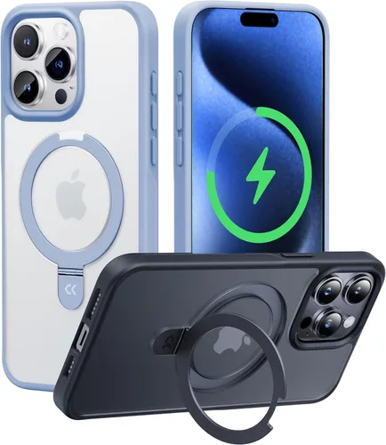 Vista 32 de CASEKOO - Funda diseñada para iPhone 14 Pro con soporte magnético invisible [protección contra caídas de grado militar] [compatible con MagSafe]