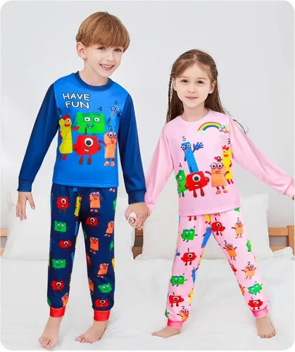 Vista 2 de Conjunto de camisas y pantalones largos para niños y niñas, dibujos animados para el hogar, uso diario, ropa casual para 2 a 12 años