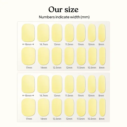 Vista 5 de Heyhae Tiras de uñas de gel semicuradas, no necesita lámpara LED, sólidas, amarillas, fáciles de aplicar y quitar, calidad de salón Incluye 28