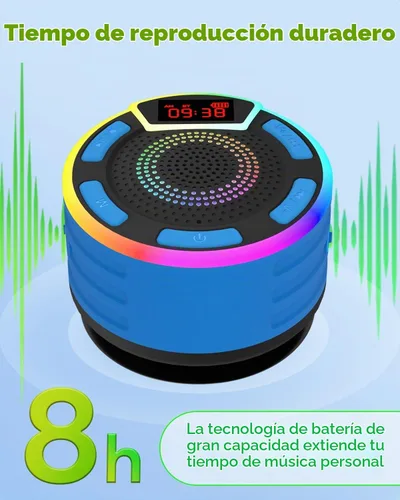 Vista 8 de ssuowao - Altavoz de ducha Bluetooth IPX7 impermeable con pantalla LED, radio FM, ventosa, micrófono integrado, mini altavoz para baño, viajes