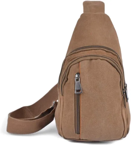 Vista 5 de WESTEND Bolso bandolera de lona con correa ajustable, mochila pequeña de viaje