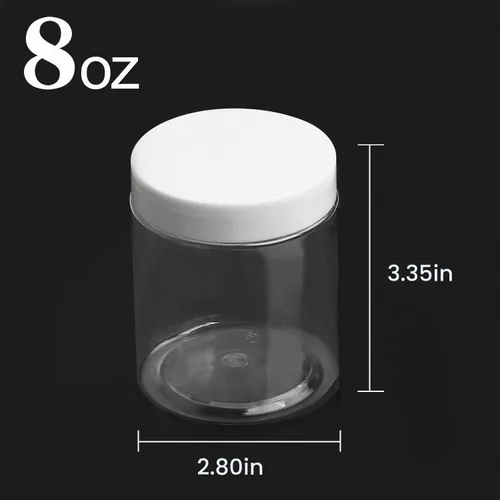Vista 2 de KEILEOHO Paquete de 24 recipientes redondos de plástico de 8 onzas, recipientes de slime transparentes con tapas blancas, recipientes de slime