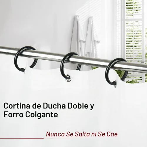 Vista 7 de Kutesna 12 piezas de anillos de cortina de ducha de plástico negro en forma de O, ganchos de cortina de ducha de cierre fácil para el baño