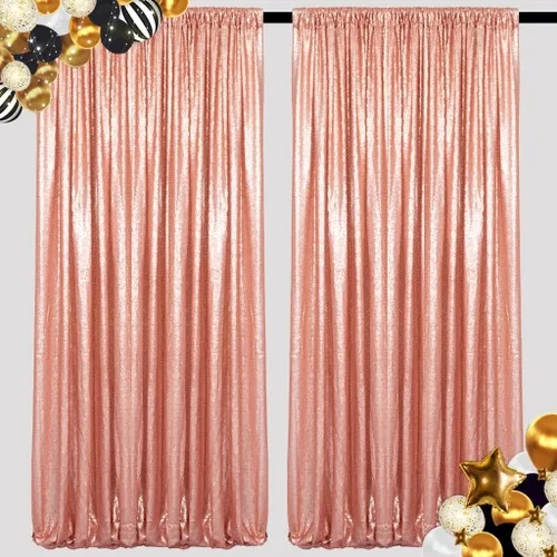 Vista 9 de ShiDianYi Cortina de fondo color rubor de 4 x 6 pies con lentejuelas para fotos, cortinas brillantes para telón de fondo, eventos y fiestas, telón