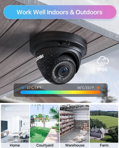 Vista 2 de ZOSI Sistema de cámara de seguridad para el hogar PoE de 8 canales 8MP 4K PoE al aire libre, 8 cámaras IP domo PoE con cable de 5 MP (3K), NVR PoE