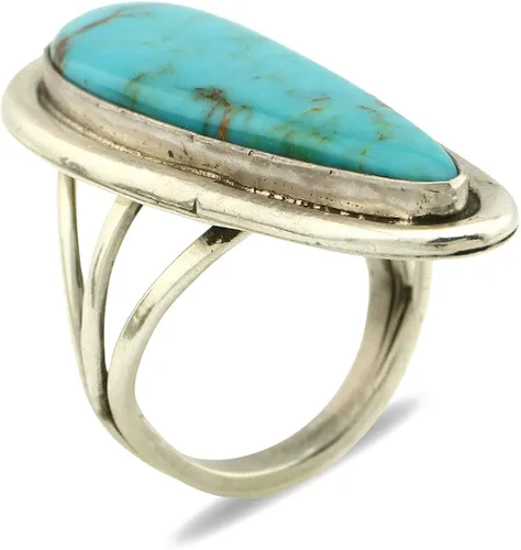 Vista 2 de Anillo Navajo de plata .925 Kingman turquesa firmado Doug Zachary C.1980's, Plata de ley 925, plata 925, piedra preciosa, metal, turquesa