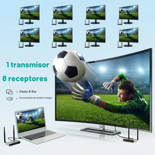 Vista 2 de Transmisor y receptor HDMI inalámbrico TIMBOOTECH de 820 pies, hasta 8