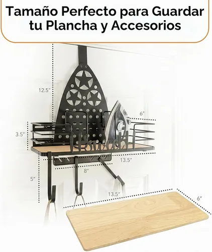 Vista 4 de Soporte de pared para tablero de hierro o sobre la puerta Negro