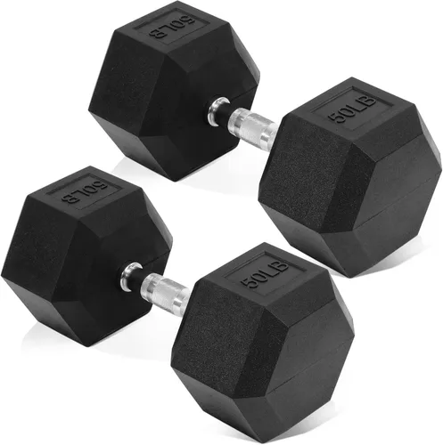 Vista 10 de Fitvids Hex Dumbbells Rubber Coated Hand Weights for Exercises and Fitness Home Gym, 5-50 LB Pair