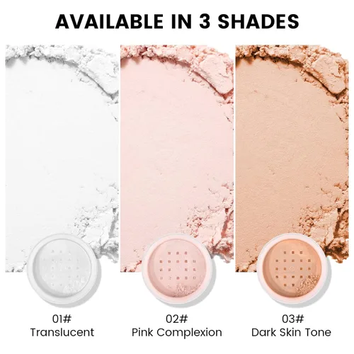 Vista 2 de Polvo de cara suelta de ajuste rosa, control de aceite minimiza los poros, maquillaje suelto para hornear cara, polvo fijador de maquillaje, acabado
