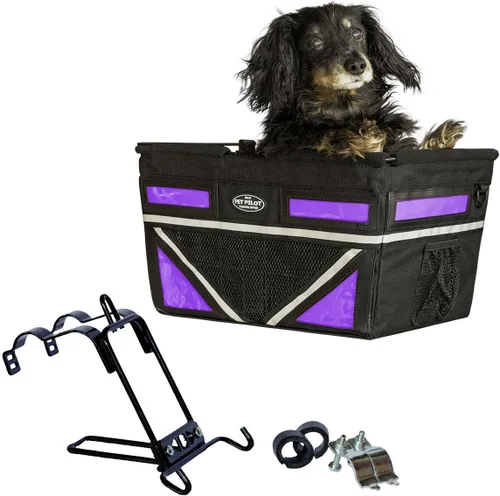 Vista 10 de Pet-Pilot MAX - Cesta de bicicleta para perro, 8 opciones de color para tu bicicleta (plata/gris)