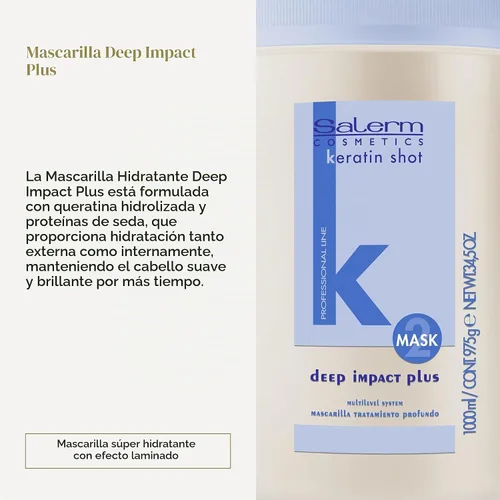 Vista 2 de SALERM - Mascarilla Hidratante para el Cabello - Deep Impact Plus - 33.8 fl oz - Hidratación profunda del cabello - Para usar después
