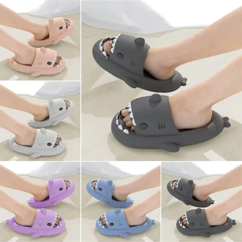 Vista 5 de MUMIK Sandalias de tiburón para niños, pantuflas de tiburón mejoradas, sandalias de tiburón en la nube, antideslizantes, suela gruesa, cómodas