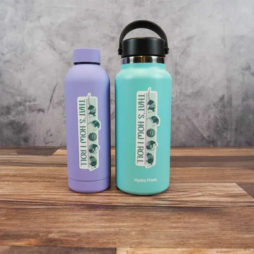 Vista 5 de Calcomanía de Armadillo con texto en inglés «That's How I Roll» para Hydroflask, lindos animales para vasos de bebida, adorables y divertidas