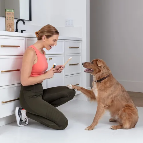Vista 3 de Cepillo de dientes para perros y gatos, bambú de dos caras