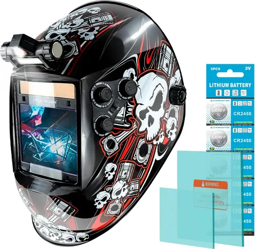 Vista 13 de TRQWH - Casco de soldadura con visión grande, oscurecimiento automático, con luz LED