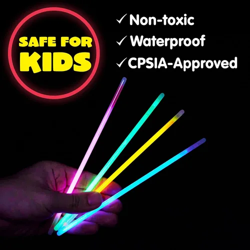 Vista 3 de JOYIN - 100 piezas de varillas brillantes de 8" en paquete a granel, suministros de fiesta de neón que brillan en la oscuridad, collares y pulseras