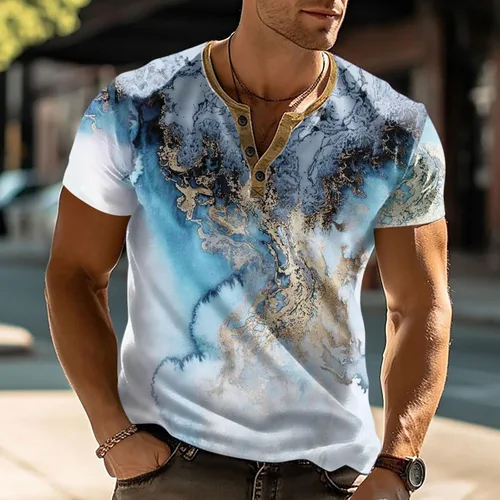 Vista 3 de Men's Shirt Loose Comfortable Tees Super Light Short Sleeve T Shirt Summer Casual Tops Button Down V Neck Blouse