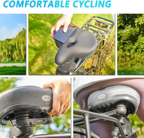 Vista 7 de YLG Comfort - Cojín ancho para asiento de bicicleta, suave acolchado para bicicleta de montaña, carretera, estacionario, para interiores y exteriores