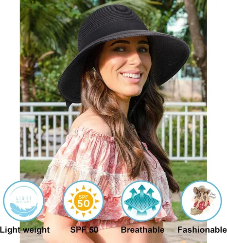 Vista 5 de Verabella - Sombreros de sol para mujer ligeros, plegables y fáciles de empacar para playa, FPU 50+
