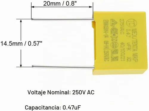 Vista 3 de uxcell Condensadores de seguridad Película de polipropileno 0.47uF 275VAC X2 MKP 5 Pcs