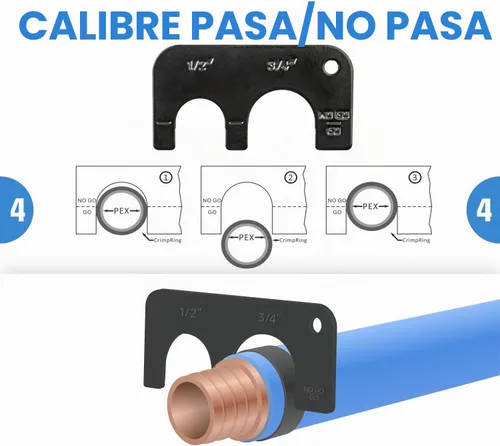 Vista 5 de iCRIMP ICP-1234AH Kit de Herramientas de Crimpado PEX - Anillos de Crimpado de Cobre de 1/2 pulgada y 3/4 pulgada, Crimpadora de Doble