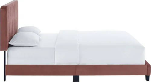 Vista 6 de Modway Celine - Cama con plataforma de terciopelo copetudo y alto rendimiento con canal en color rosa polv