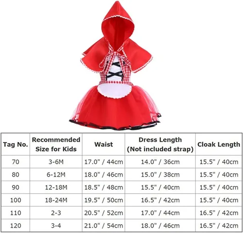 Vista 7 de Disfraz de capucha roja para bebés y niñas, disfraz de capa de capa para Halloween, disfraz de cuento de hadas