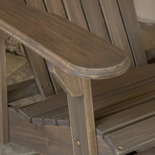 Vista 4 de Halley Adirondack silla reclinable de madera con reposapies, gris