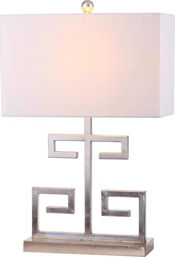 Vista 5 de SAFAVIEH Lighting Collection - Juego de 2 lámparas de mesa modernas con llave griega dorada de 24 pulgadas, pantalla rectangular blanca, bombillas