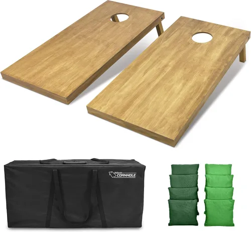Vista 35 de GoSports 4 ft x 2 ft Regulation Size Wooden Cornhole Boards Set with Light Brown Finish - Includes Carrying Case and Bean Bags Negro- gris