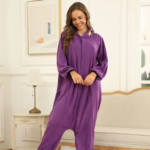 Vista 6 de RONGTAI Pijama original de Navidad para adultos disfraz de forro polar para cosplay ropa para el hogar con capucha para mujeres y hombres color negro