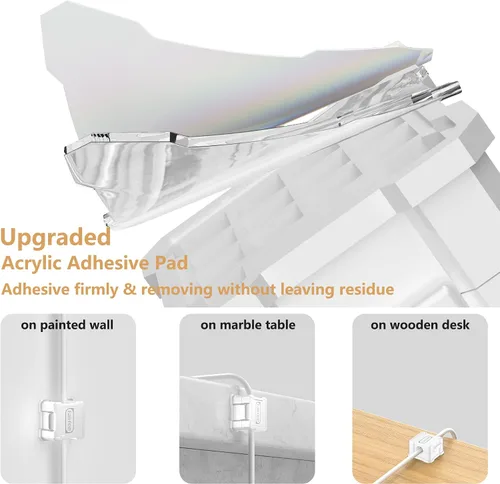 Vista 5 de Kailfee - Paquete de 6 clips magnéticos para cables [cable ajustable suave] Soporte para cables, gestión de cables debajo del escritorio, soporte
