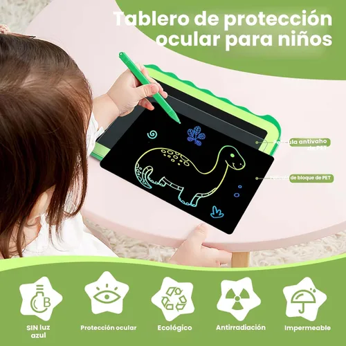 Vista 3 de Teriph Tableta de escritura LCD para niños, juguetes coloridos para niños pequeños, juguetes educativos para niños, juguete de dinosaurio para niños