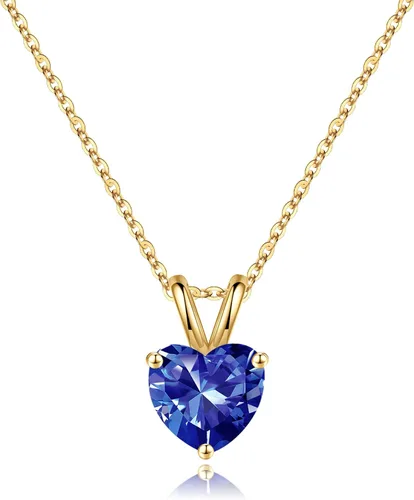 Vista 36 de SMILEST Dainty Heart Birthstone Necklace for Women, 925 Sterling Silver 01-enero-granate rojo