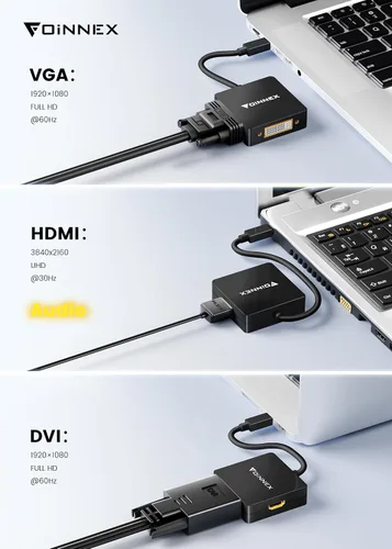 Vista 4 de Adaptador Mini DisplayPort a VGA HDMI DVI, Microsoft Surface Pro Video Display 4K Mini DP Converter, Thunderbolt 2 a DVI HDMI VGA Adaptador