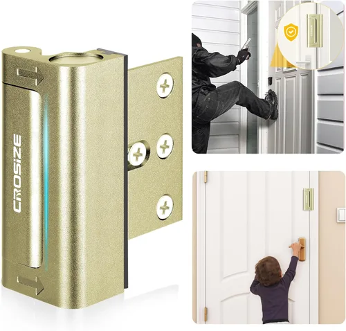 Vista 11 de Cerradura de seguridad para puertas del hogar, cerradura de refuerzo de metal mejorada, cerradura de seguridad para puertas de 3 pulgadas que