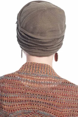 Vista 4 de Headcovers Unlimited Gorro con roseta envejecida, todos los sombreros de algodón contra el cáncer para mujer