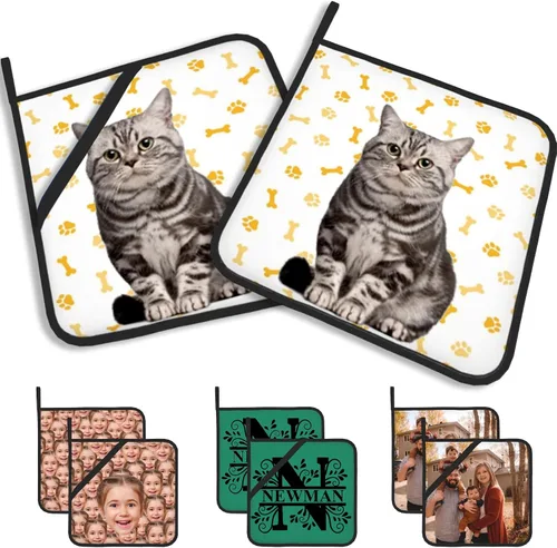 Vista 36 de Manoplas de horno personalizadas con nombre y foto, resistentes al calor y a la intemperie, para amigos y familia, como regalo de cocina, horneado