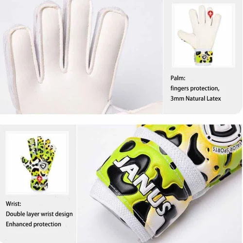 Vista 5 de Guantes de portero de fútbol para niños y jóvenes con protección profesional de los dedos, agarre fuerte, látex natural de 0.118 in