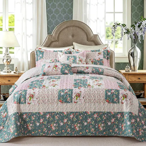 Vista 16 de VAPUTAR Juego de ropa de cama de edredón de 100 % algodón, tamaño Queen