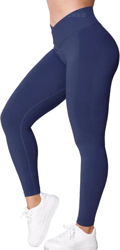Vista 5 de YEOREO Leggings de entrenamiento con cintura en V para mujer, levantamiento de glúteos, leggings de gimnasio, amplifican los pantalones de yoga sin